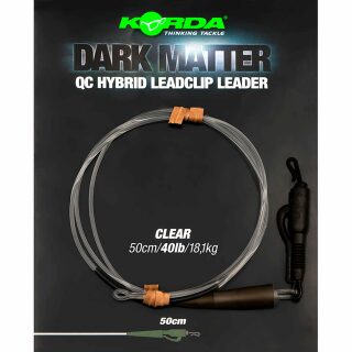 Korda Dark Matter Leader QC Hybrid Clip Clear 40lb - 1m